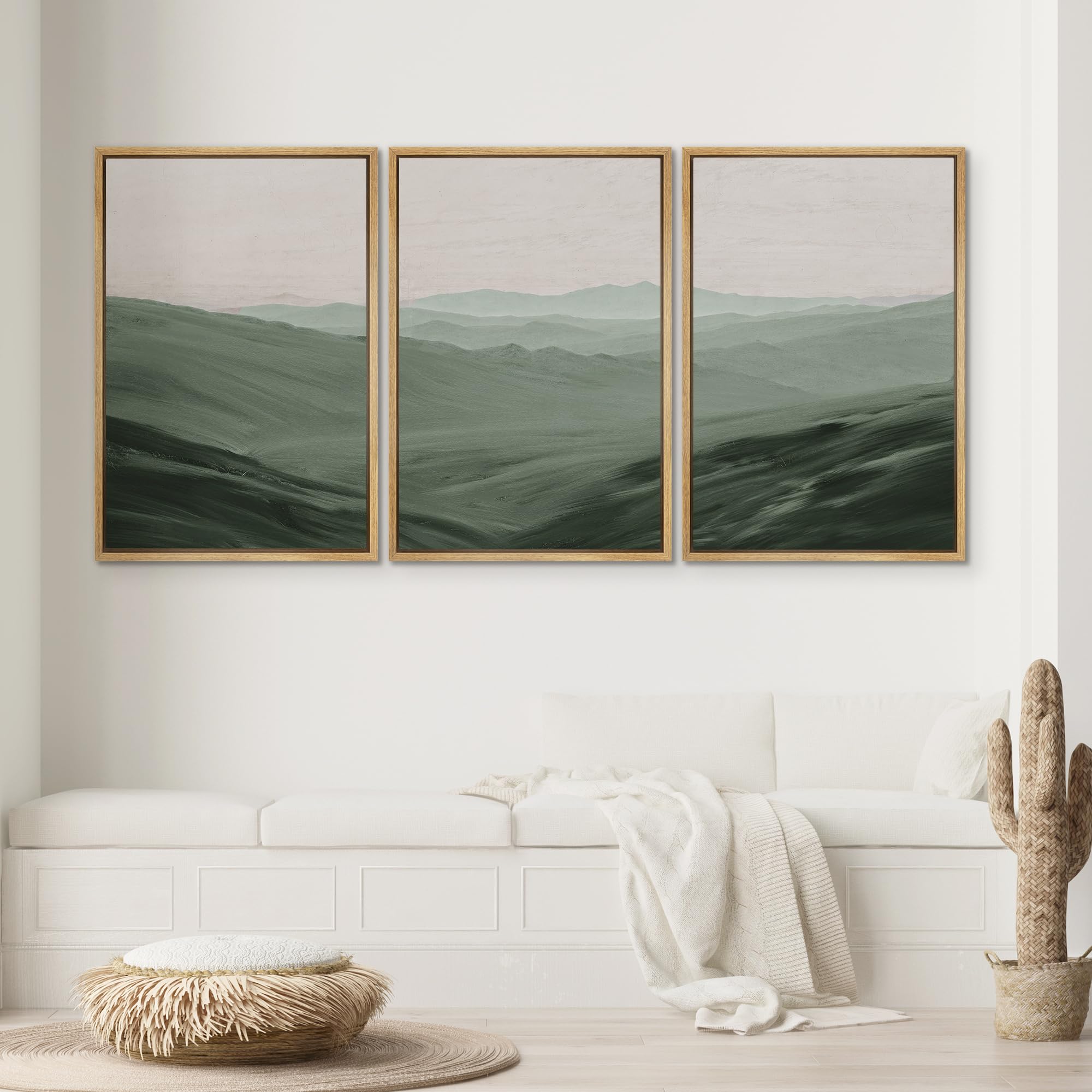 SIGNWIN Framed Canvas Print Wall Art Set Rolling Green Mountain Hill Environment Nature Wilderness Photography Modern Art Chic Landscape for Living Room, Bedroom, Office - 24