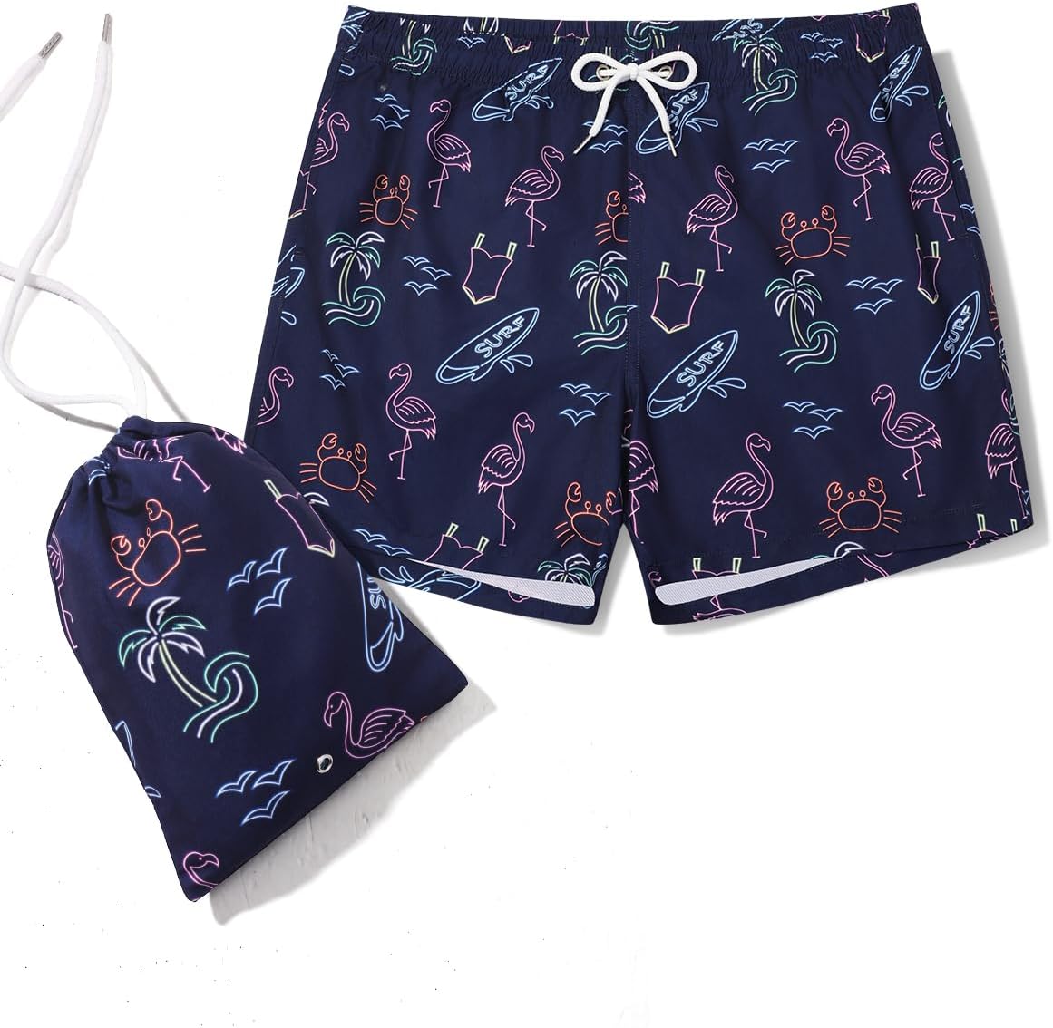 Arjen Kroos Men's Swim Trunks 5 Inch Board Shorts Quick Dry with Mesh Liner & Storage Bag