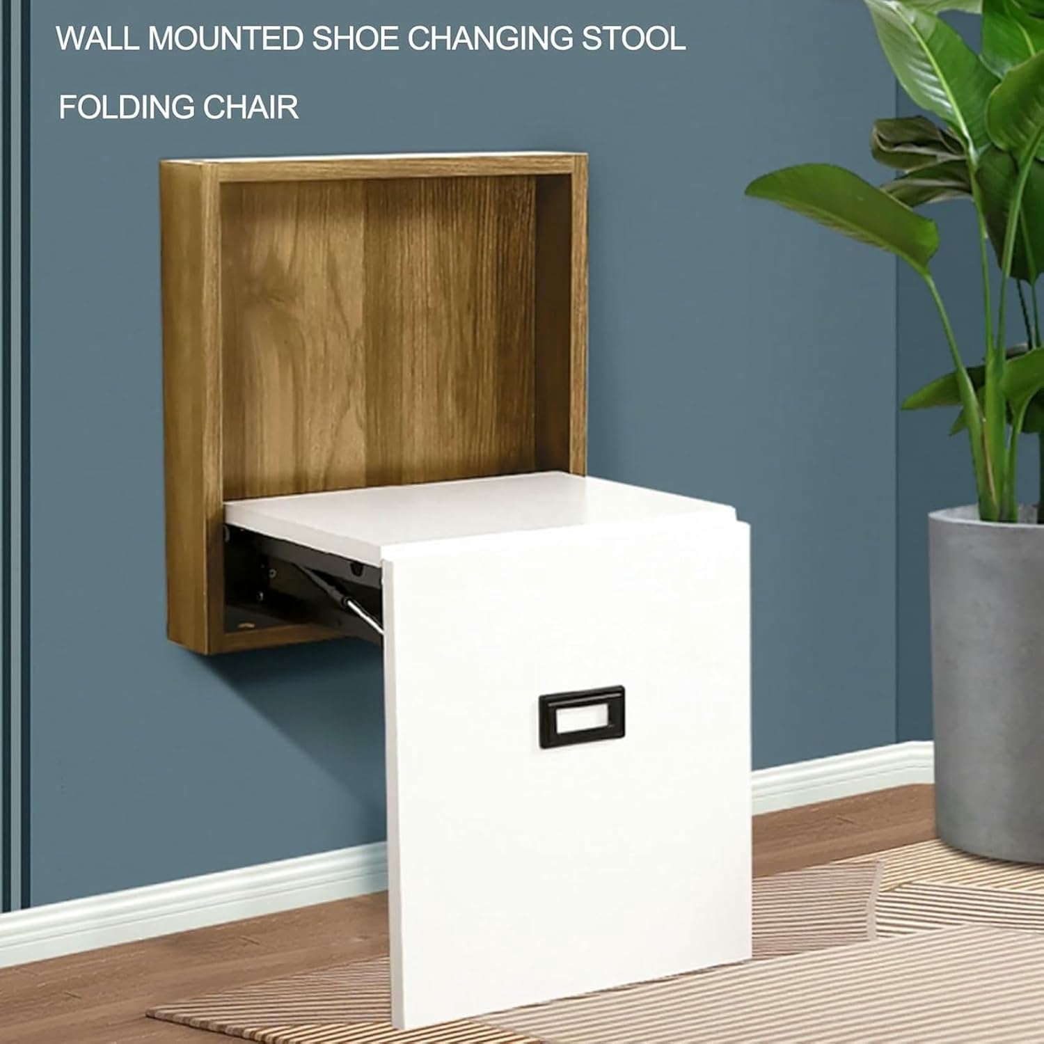 Invisible Shoe-Changing Stool Wall Mounted Folding Chair with Non-Slip Mat, Wall Mounted Shoe Changing Stool Space Saving 3