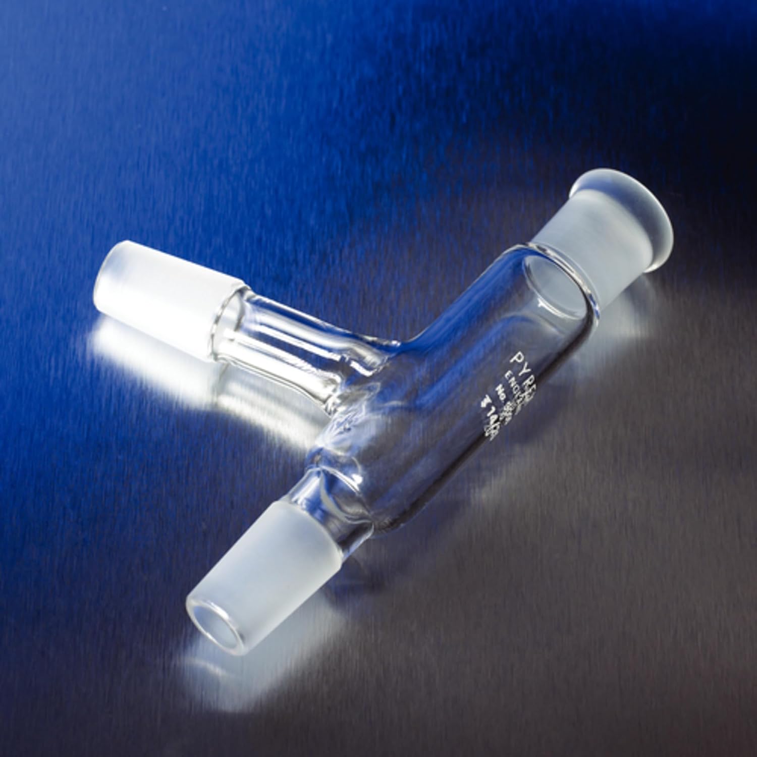 Corning Pyrex 9000-24 Borosilicate Glass 75° Angle Three-Way Connecting Adapter with 24/40 Standard Taper Joints, 160mm Length (Case of 6)