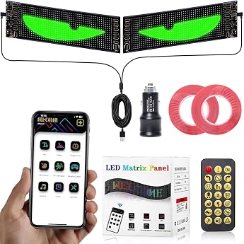 Flexible LED Scoreboard 12 x 60 cm Programmable LED Display with App Control and Remote Control DIY Texts and Graphics for Shop Hotel Bar Pack of 2
