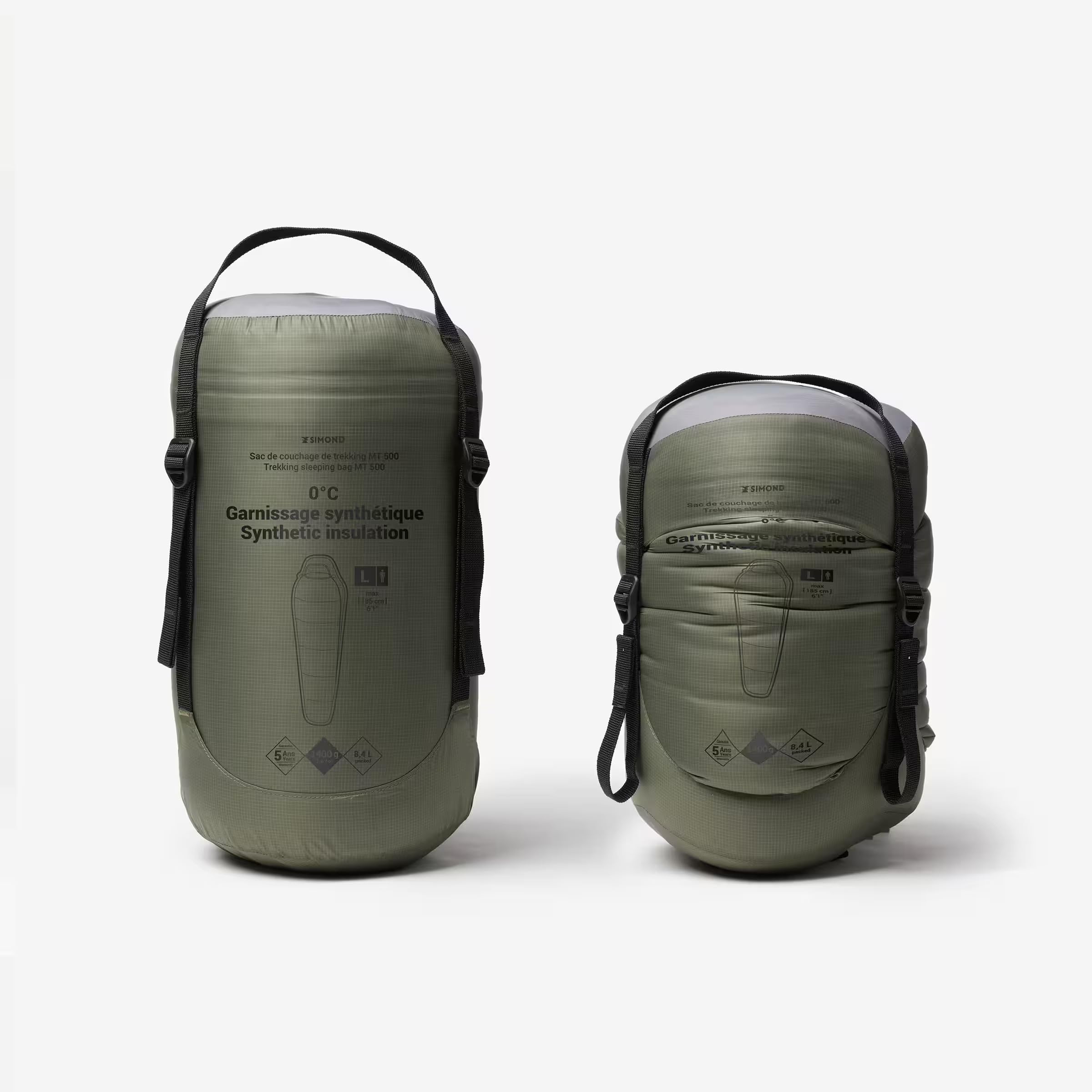 SIMOND Sac de Couchage de Trekking - mt500 0°c - synthétique L, Vert