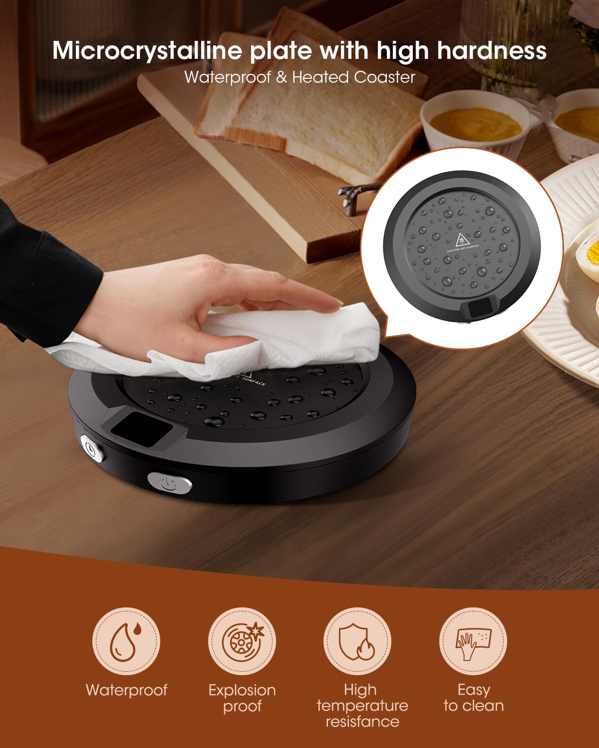 Calentador de Tazas 3 Ajustes de Temperatura Apagado Automático 2-12h para Café Leche Té (Negro)