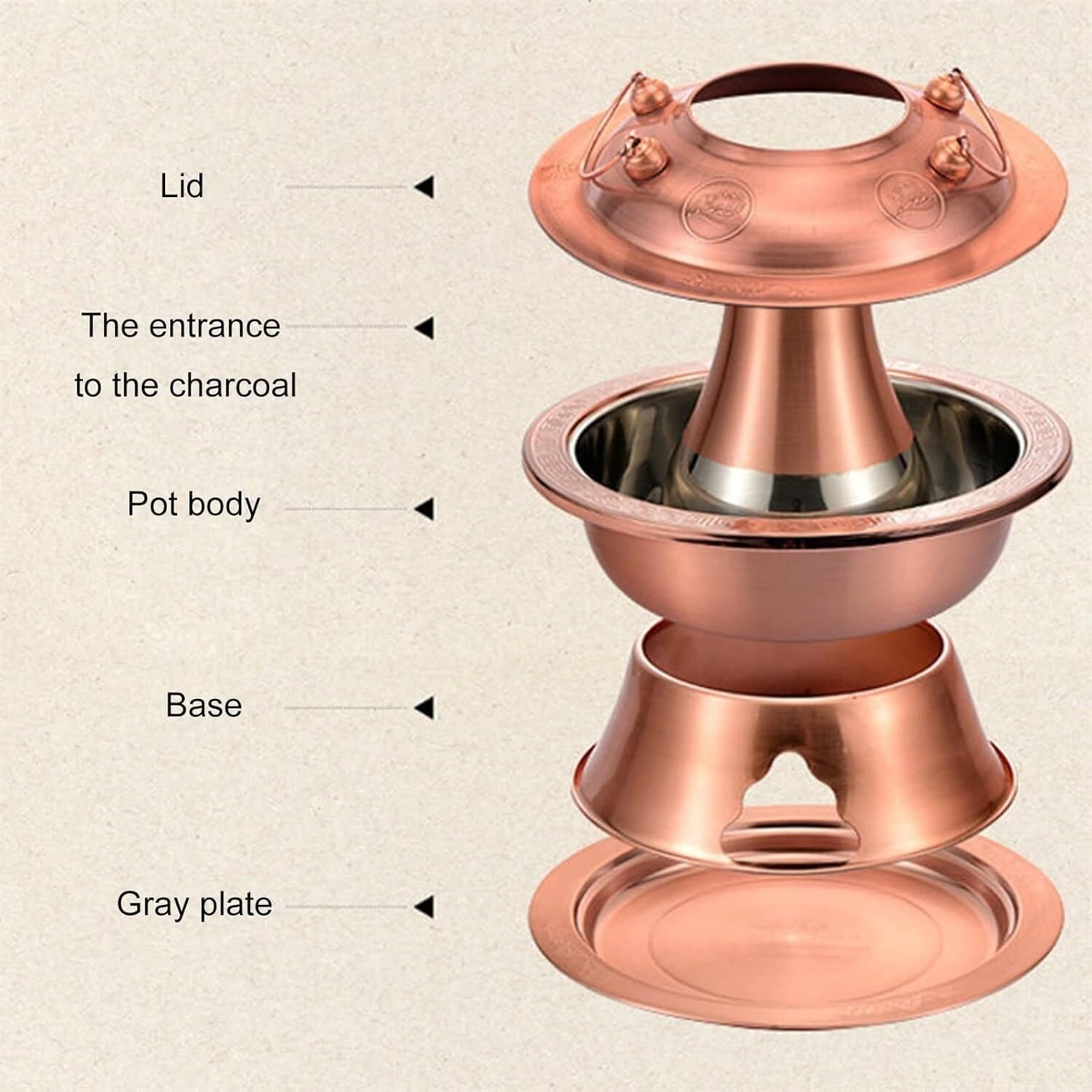 Hotpot Hot Pot cinese Hot Pot in acciaio inox da esterno pentole Shabu pentola per zuppa per casa Shabu Shabu Hot Pot, oro, 30 cm
