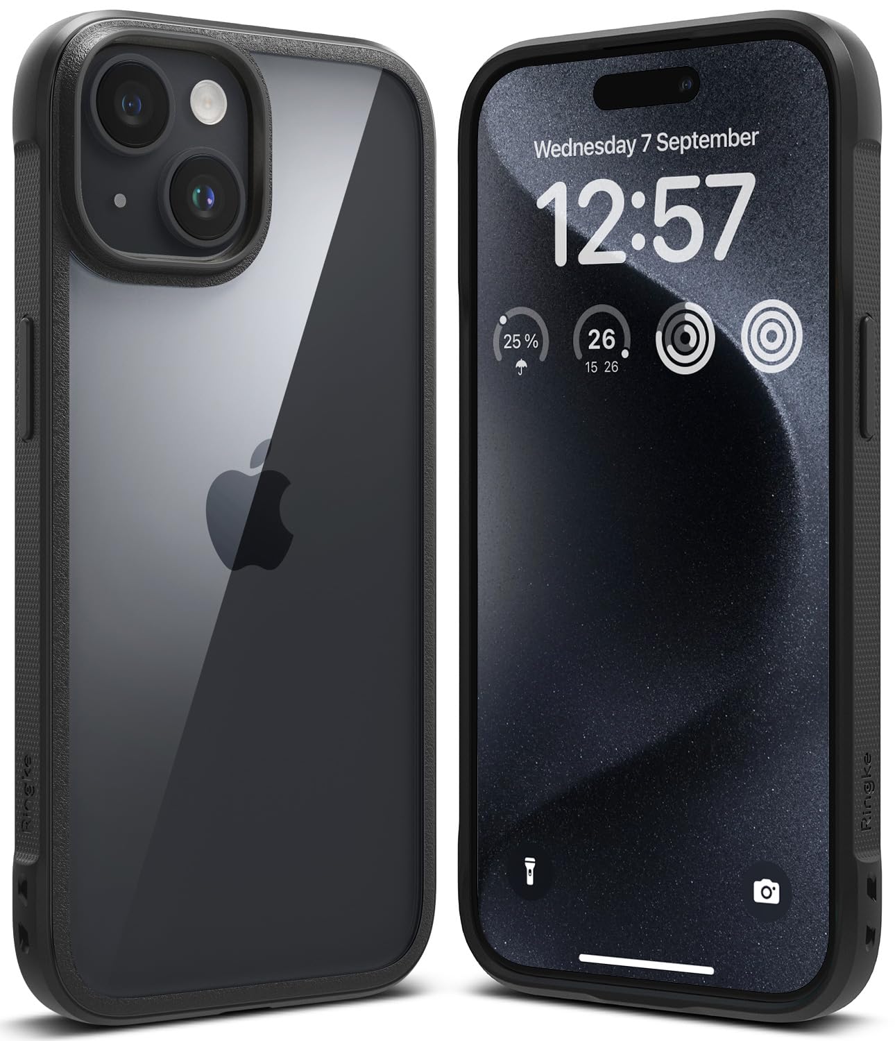 Ringke Fusion Bold [Anti-Yellowing] Compatible with iPhone 15 (6.1") Case, Firm Grip Non-Slip Shockproof TPU Bumper Frame Clear Hard PC Back Protective Phone Cover - Black