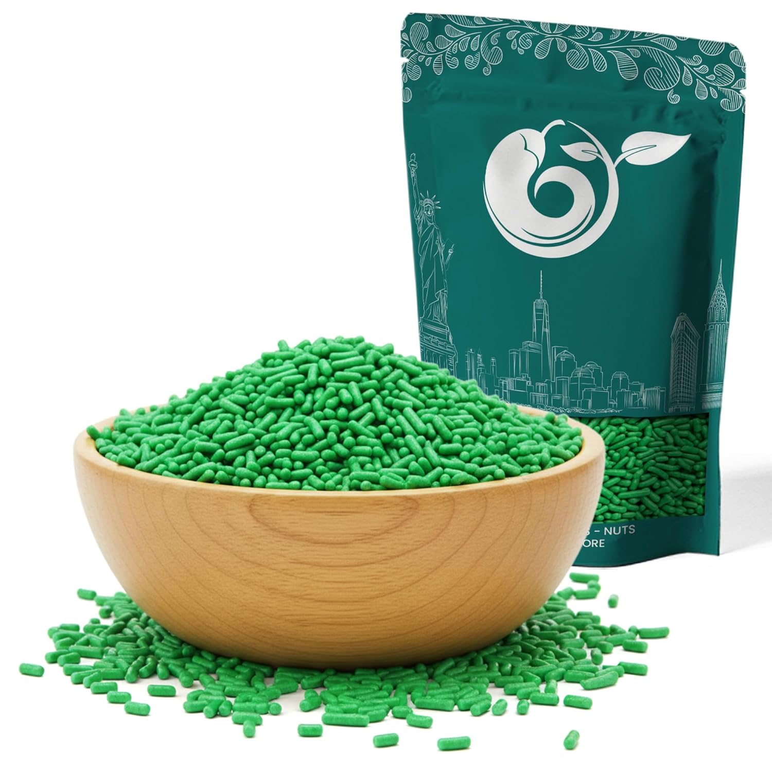 NY Spice Shop Green Sprinkles - 3 Pound Nonpareils Snowflake Green Sprinkle - Edible Themed Holiday Winter Sprinkle - Candy Cane Sprinkles for Holiday Baking & Cupcakes Toppings