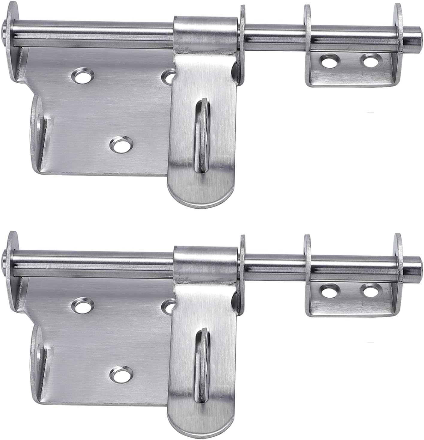 Sliding Gate Latch 6 Inch, Thickening Stainless Steel Barrel Bolt with Padlock Hole, Interior Door Latches Stainless Steel Brushed Finish(2 Pack)