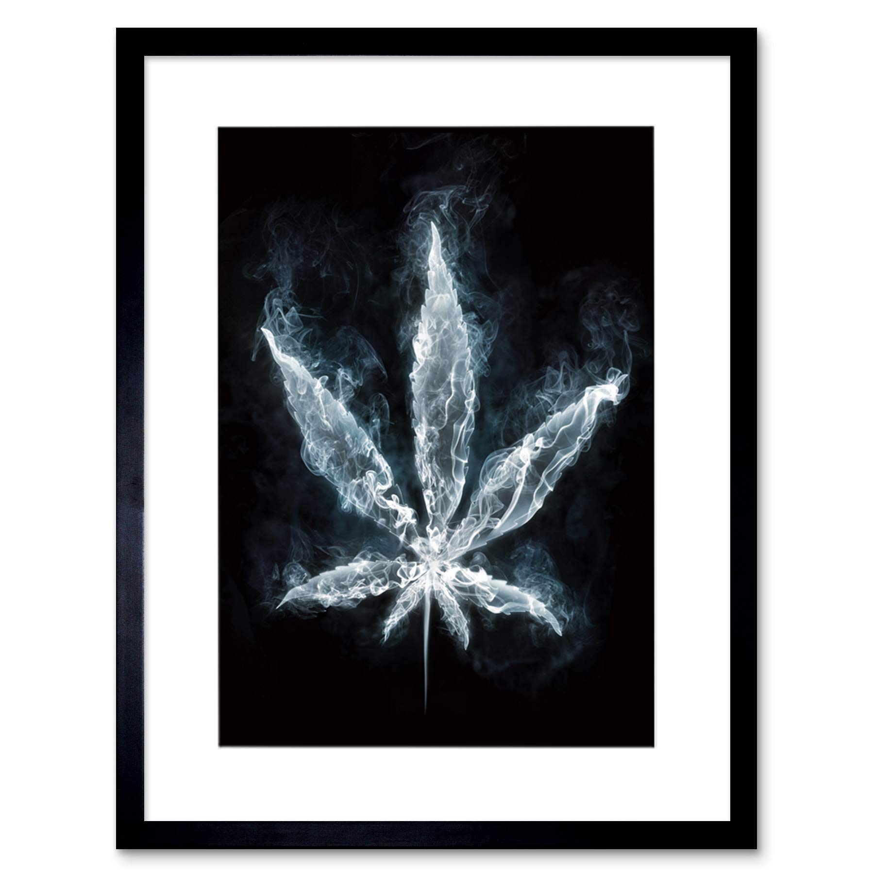 Wee Blue Coo Painting Drawing Smoking Marijuana Weed Leaf Framed Wall Art Print