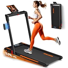 Walking Pad Treadmill with Speaker, 6-in-1 Under Desk Treadmills for Home Foldable with App Compatible, 6.2MPH running machines with 10% Incline, LED Display, 3.0HP Brushless Drive, 12 HIIT Programs