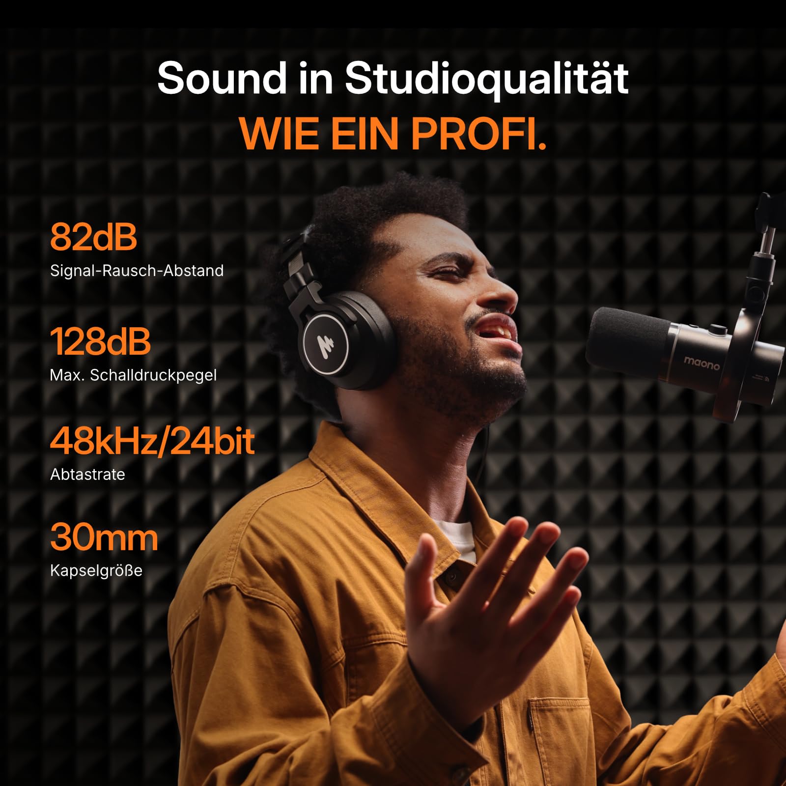 MAONO PD200W Hybrid Wireless Podcast Mikrofon für PC, XLR-USB-Dynamische Mikrofon-Set mit Arm, Software, Geräuschunterdrückung, für Aufnahmen, Streaming, Inhaltserstellung, Heimstudio, Voiceover