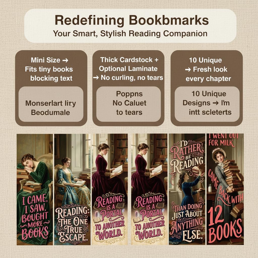 Funny Vintage Art Bookmarks for Women - 10Pcs Aesthetic Bookmarks with Sarcastic Quotes for Book Lovers Humorous Reading Accessories for Page Markers Stocking Stuffers Gifts for Her Friends Book Club image 5
