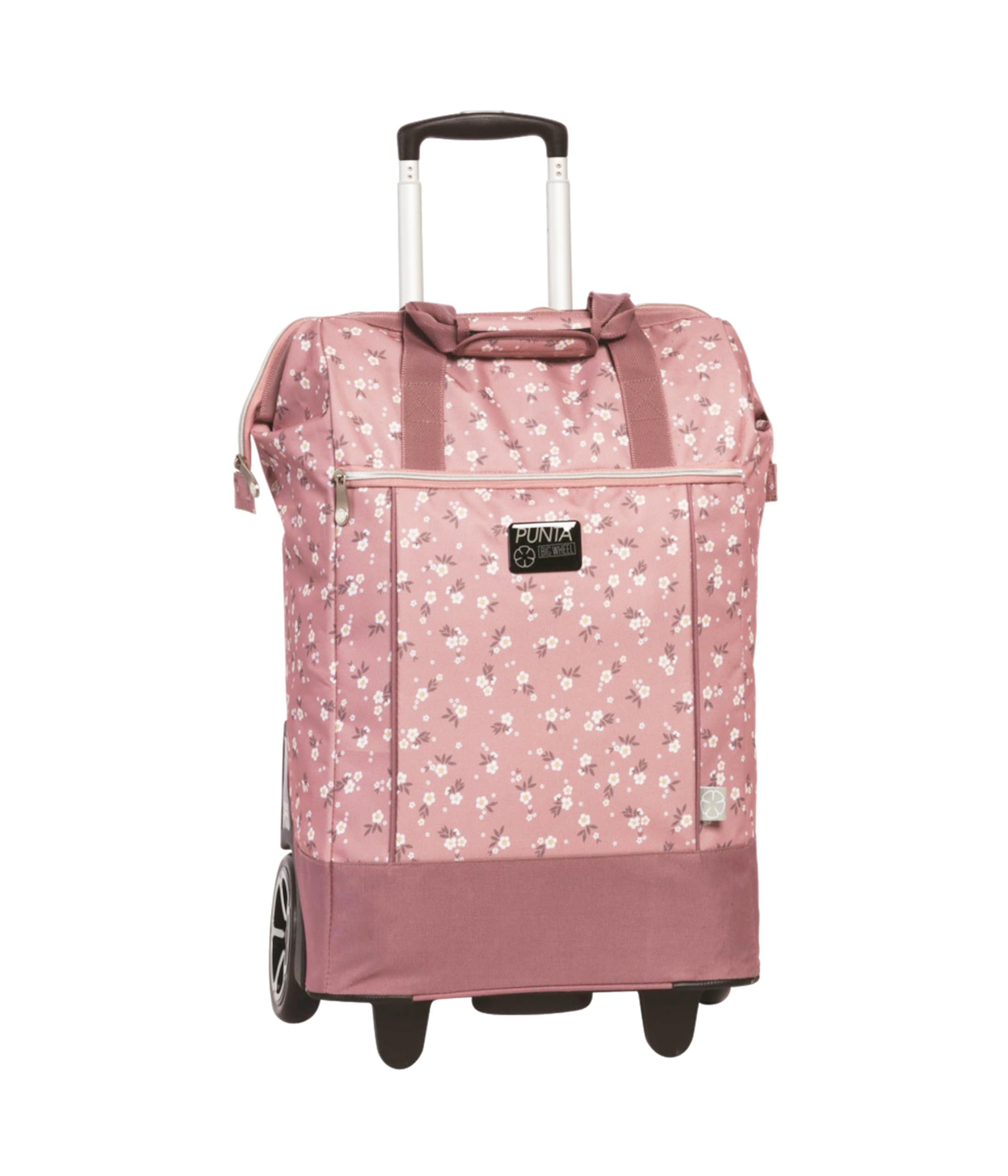Punta Boodschappentrolley Big Wheel 40 liter, grote en stabiele boodschappentrolley met XL-wielen, stil en soepel, modern en veelzijdig voor winkelen en transport, oudroze