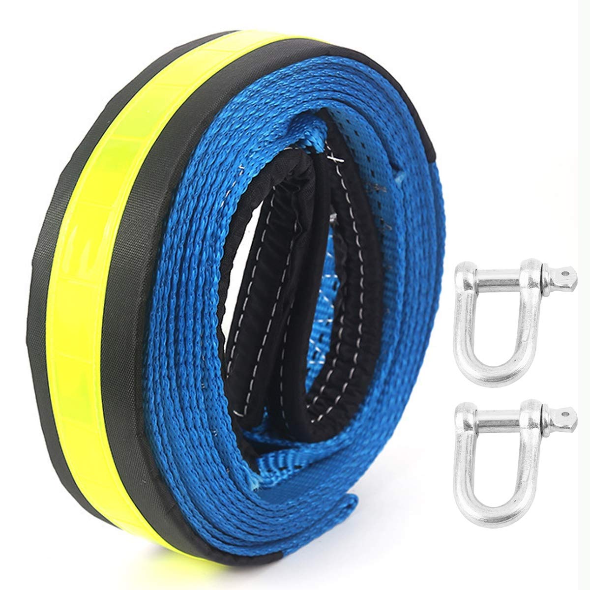 Sangle de remorquage 4x4 robuste 8 tonnes en nylon avec 2 crochets pour traction de voiture