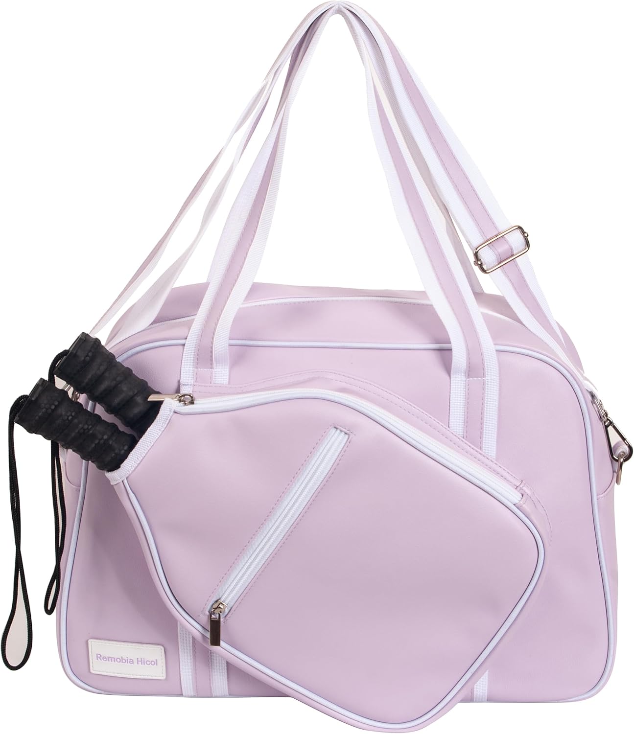 PU Leather Women Sports Shoulder Gym Bag Pickleball Duffle Bag Pickleball Tote Bag with Front Pocket for 2 Paddles, Inner Storage Pockets, Mesh Water Bottle Holder and Adjustable Shoulder Strap