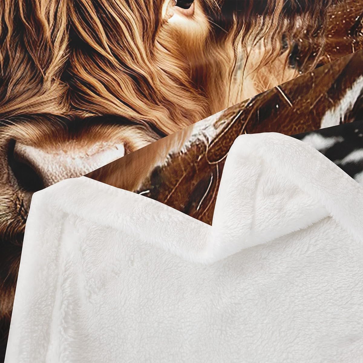 Feelyou Kids Adult Cow Print Sherpa Blanket Highland Cow Print Fleece Throw Blanket for Kids Boys Girls Gift Cow Fur Print Plush Blanket Western Farmhouse Fuzzy Blanket for Sofa Bed Couch 60"x80"