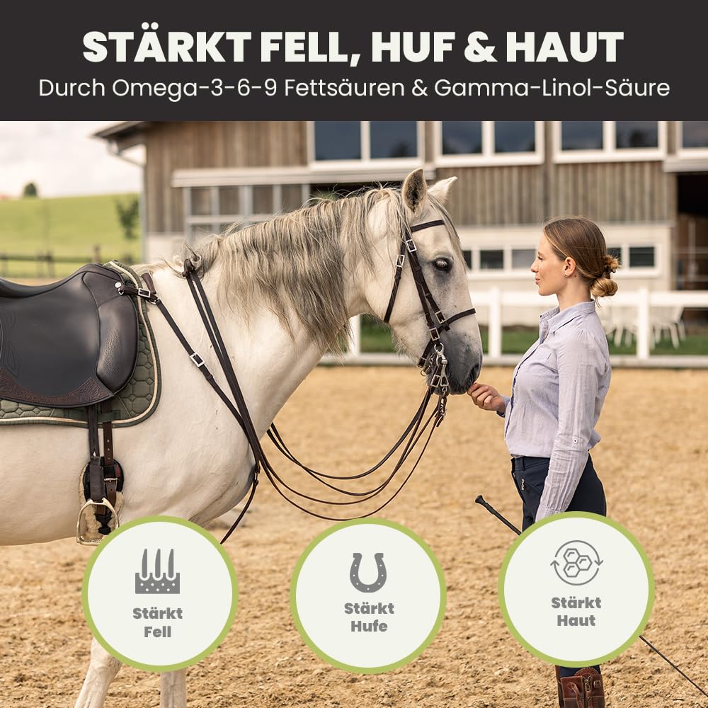 SANUUS PFERDESTARK Bio Hanf Pellets Pferdefutter getreidefrei Mineralfutter 10kg - Natürliche Premium Hanfkuchen Nahrungsergänzung für Pferdemüsli ohne Zucker mit Omega 3-6-9, Vitaminen & Eiweiß