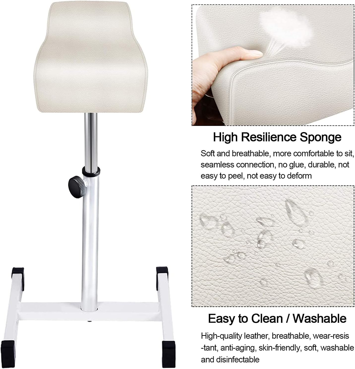 EBANKU pedicure foot rest pedicure stool beauty salon stool foot stool adjustable height foot rest technician equipment white