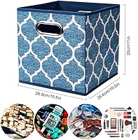 Vista 5 de Cubos de Almacenamiento Plegables de Cubo 10.5x10.5 x 11 Pulgadas en Azul Marino Cajas de Almacenamiento de Tela Plegables de Cubo de Fabic, Cestas