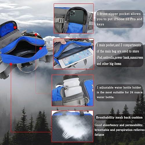 Miniatura 6 de Clape Riñonera con soporte para botella de agua, para senderismo, multiusos, impermeable, para hombres, mujeres, niños, caminar, correr, senderismo,