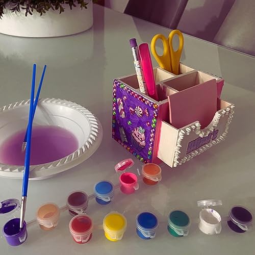 Miniatura 3 de Juego de pintura acrílica para niños, 12 colores + 2 pinceles, pintura acrílica, juego de pintura acrílica pequeña para niños, juego de pintura