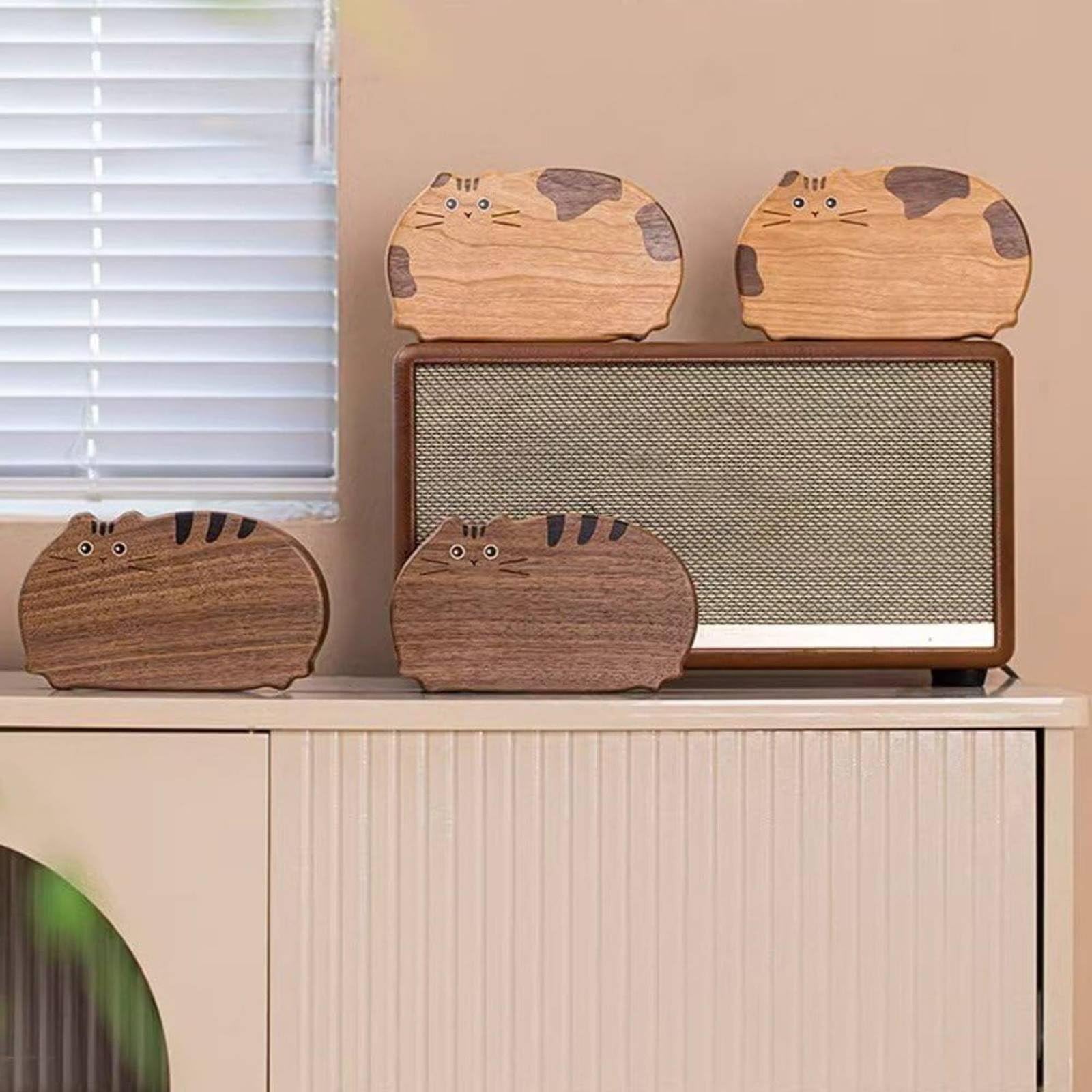 TISHITA Boîte à Bijoux Chat Coffret Organisateur Écrin en Bois avec Finition Lisse et Couvercle Sécurisé Intérieur Velours pour Bijoux Délicats Adaptée aux, Noyer Noir
