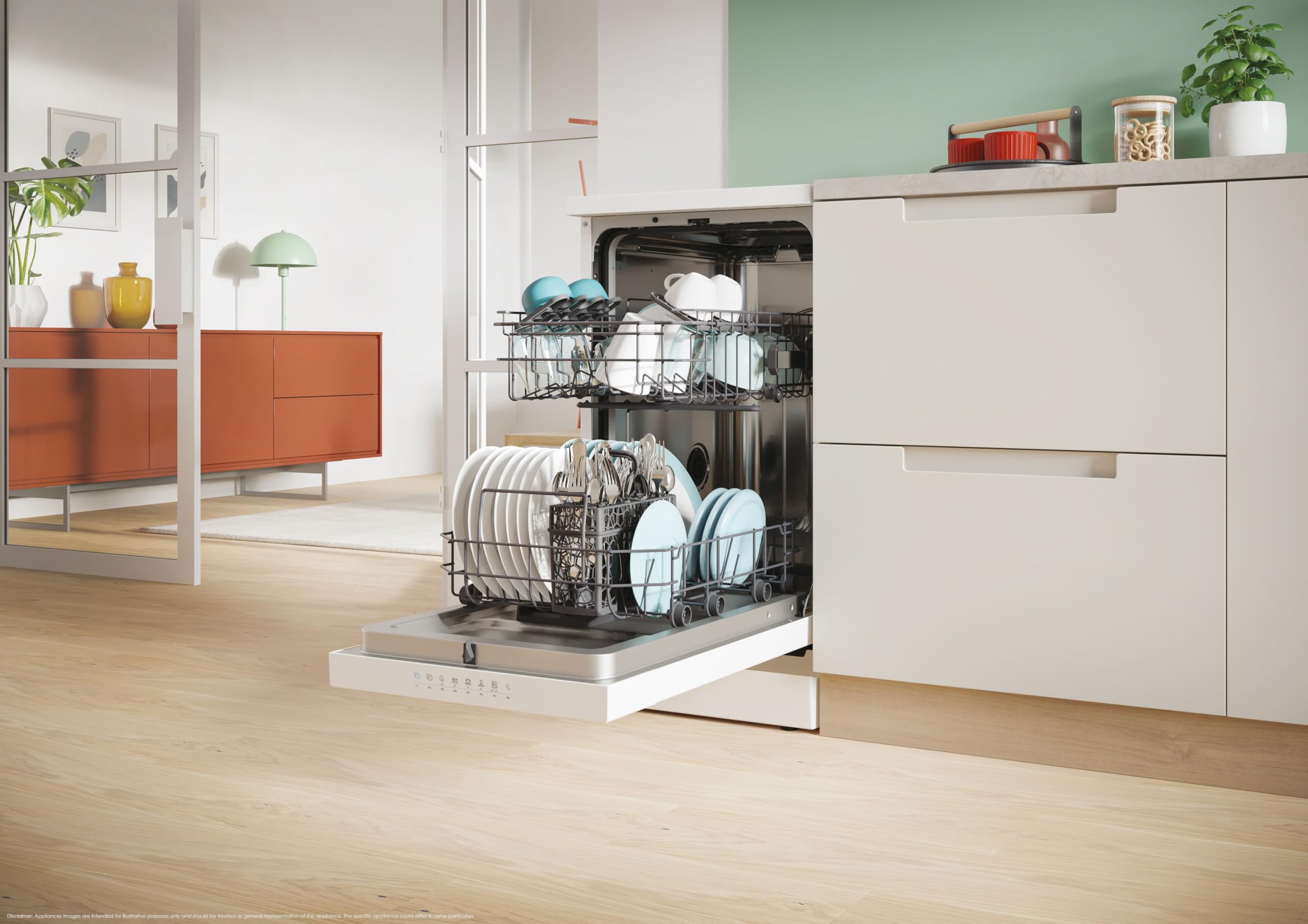 Candy Rapidò CF0C7SB0FW Lave-vaisselle, 45 cm, 10 services, numérique, Wi-Fi, 8 programmes, technologie antibactérienne, 47 dB, indicateur sel et rinçage, panier supérieur réglable, départ différé
