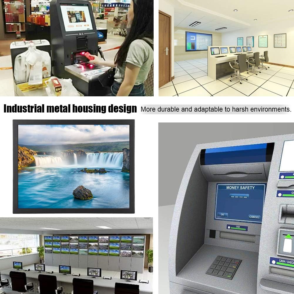 Wendry 15in Portable Monitor, 4:3 Display Embedded Industrial Monitor Support HDMI/VGA/AV/BNC/USB Input, for PC, TV, CCTV, Camera and Computer(US)