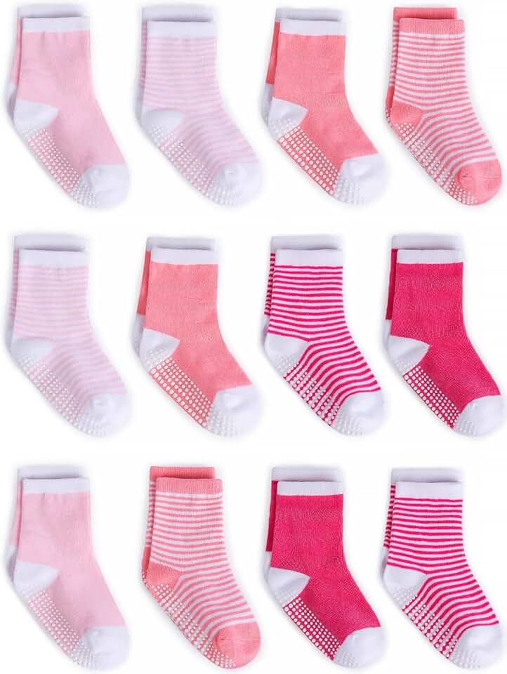 ZAPLES Meias antiderrapantes para bebês com sola antiderrapante para bebês, crianças, meninos e meninas