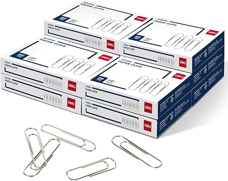 deli Jumbo Paper Clips Smooth, 10 Boxes of 100 Each, Silver | 1000 Large Paper Clips