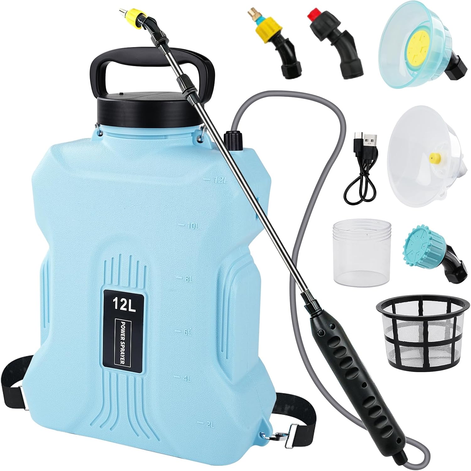 Nikou Pulverizador Eléctrico 12L con Mochila y Lanza Telescópica