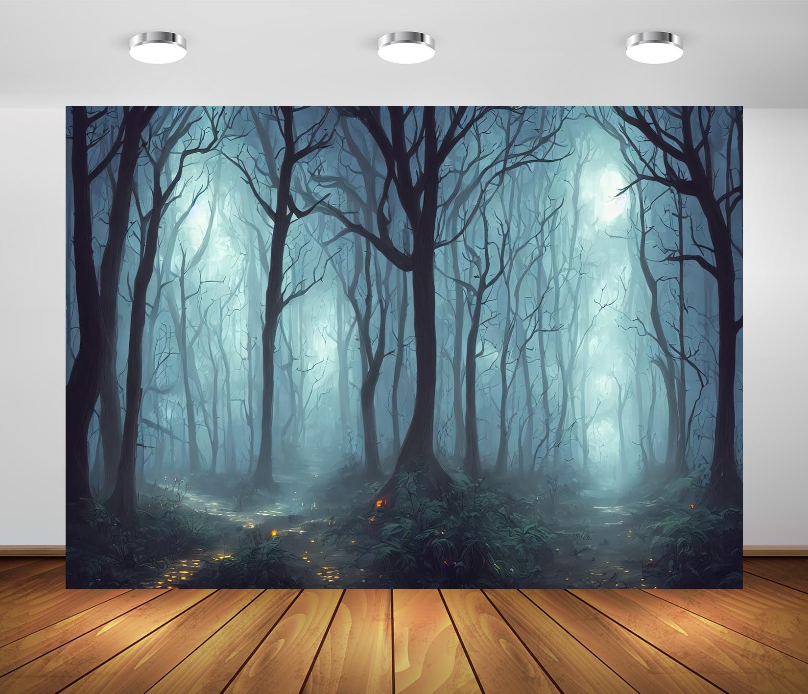 BELECO 7x5ft Fabric Spooky Forest Backdrop Dark Haunted Forest, Magic Grove Vampire Evil Trees Background Halloween Woods Witch Wizard Sorcerer Ghost