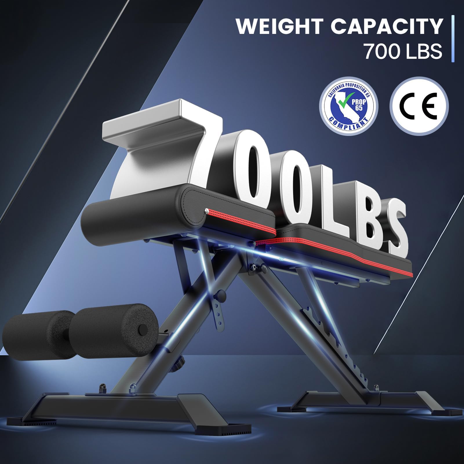 Adjustable Weight Bench, 660LB Capacity Foldable Workout Bench, Incline Flat Bench Press for Home Gym, Dual-Frame Strength Training Bench, No Assembly Required, Wider Seat