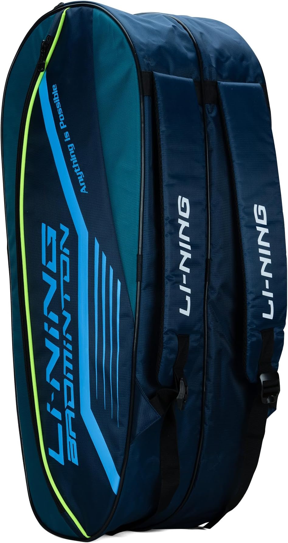 Li-Ning Hot Shot Triple Zipper Polyester Badminton Kit Bag (Teal/Deep Sea) | Easy - Access Compartments | Spacious | Unisex - Men, Boys, Girls, Women