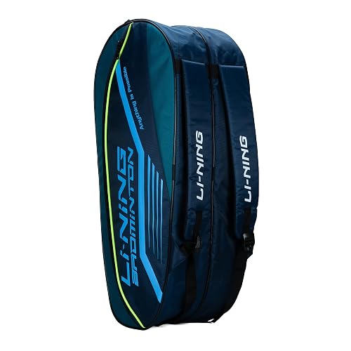 Li-Ning Hot Shot Triple Zipper Polyester Badminton Kit Bag (Teal/Deep Sea) | Easy - Access Compartments | Spacious | Unisex - Men, Boys, Girls, Women