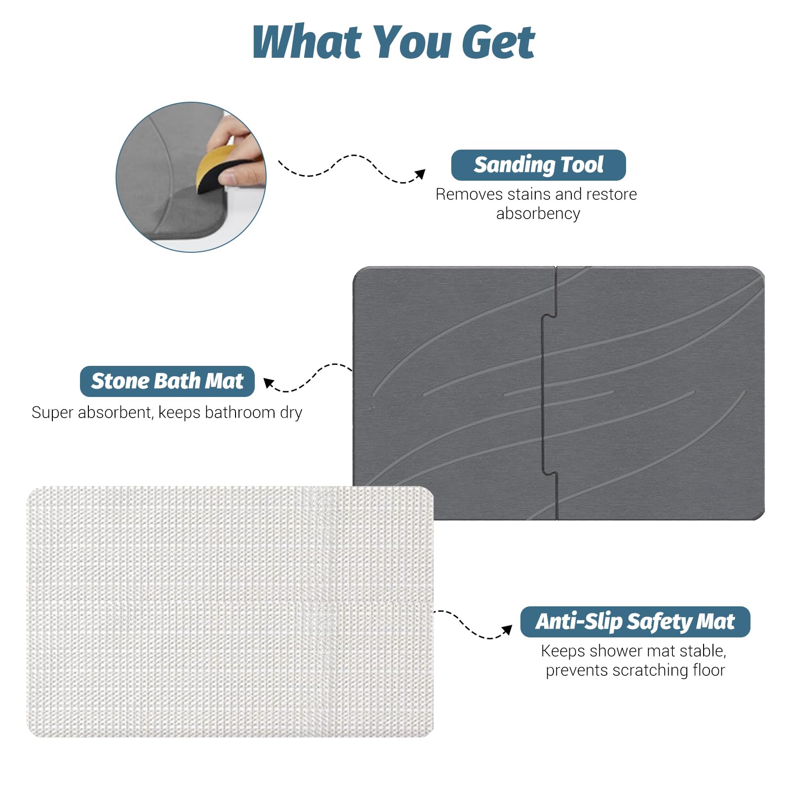 Badematte Stein, Duschvorleger Schnelltrocknend, Diatomite Stone Bath Mat, rutschfest Duschmatte, Super Saugfähig Badezimmermatte, 60 x 39 cm