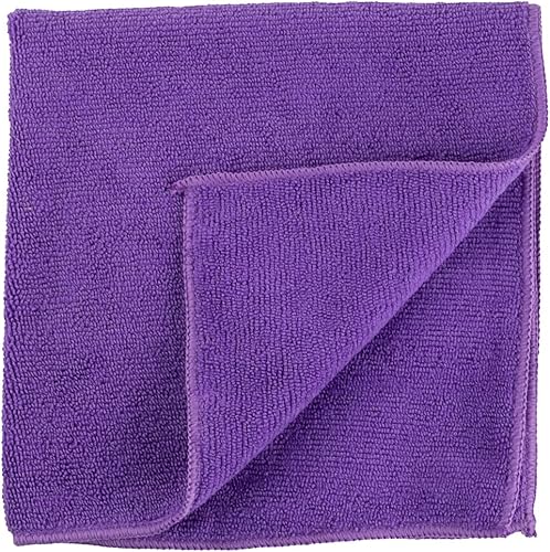 Clean Tek - Paño de limpieza de microfibra púrpura - 16 x 16 pulgadas - Caja de 10 unidades - Utensilios de restaurante