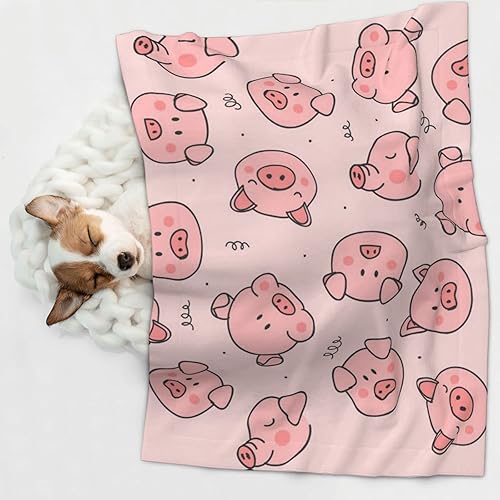 Miniatura 5 de ZERAOKE Mantas rosas para mascotas de cerdo para perros y gatos, 19.7 x 27.6 pulgadas, cálida y acogedora manta reversible para jaulas, sofá,