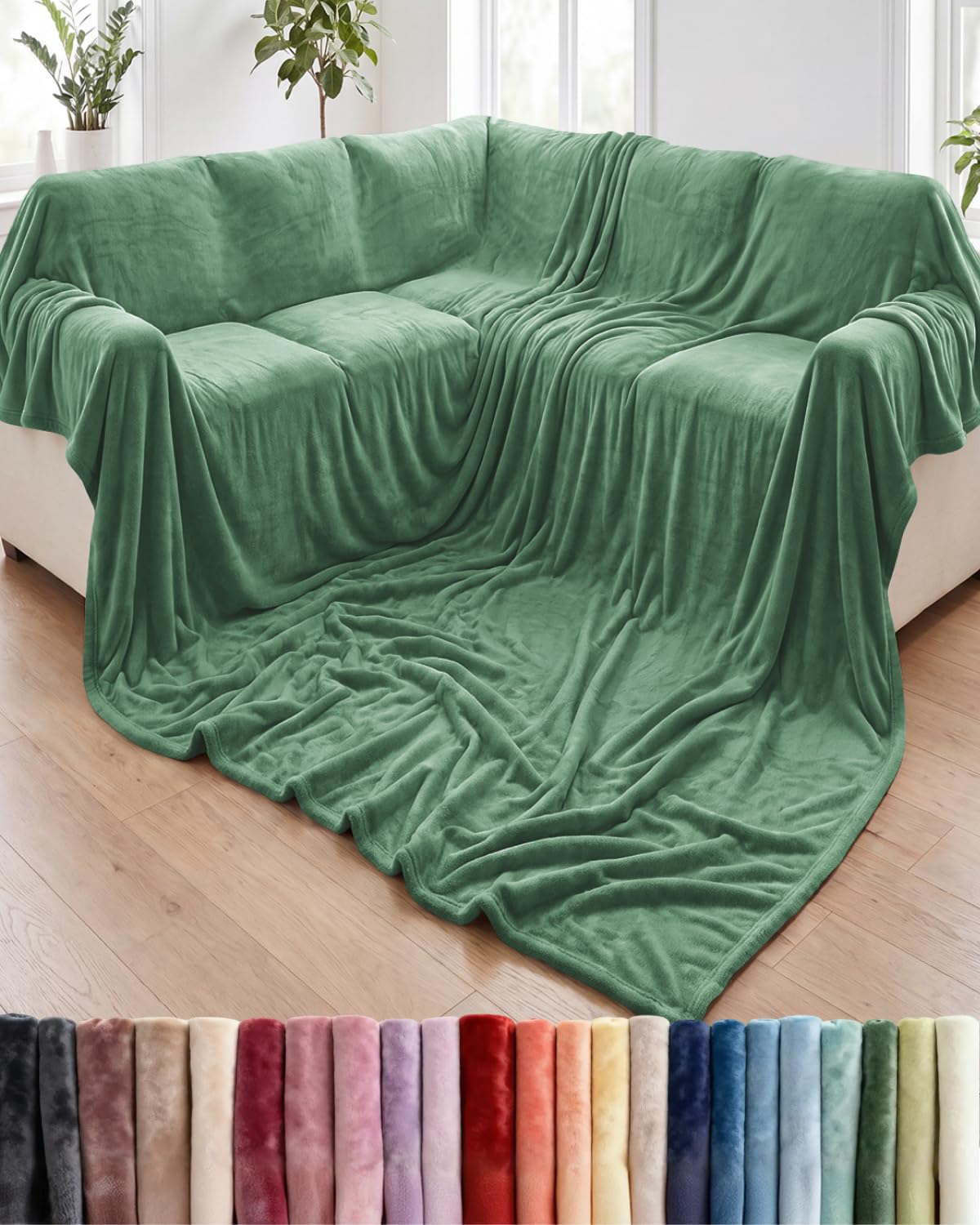 Fleece Blanket Giant 120" x 180" - Ultra-Soft Flannel Throw - Sage Green