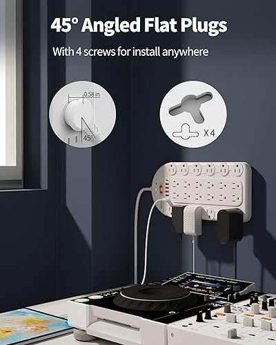 Miniatura 6 de DEPOW - Protector de sobretensiones (3,400 julios), 24 tomas de corriente alterna múltiples (1875 W15 A) con 6 USB (2 puertos USB-C), cable de