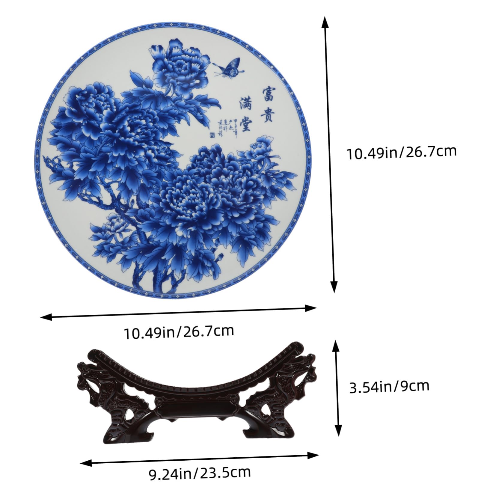 ULTECHNOVO Plato Decorativo Diseño Creativo y Atractivo de Cerámica Fácil de Limpiar con Soporte de Madera y Adecuado para Decoración del Hogar o Obsequio