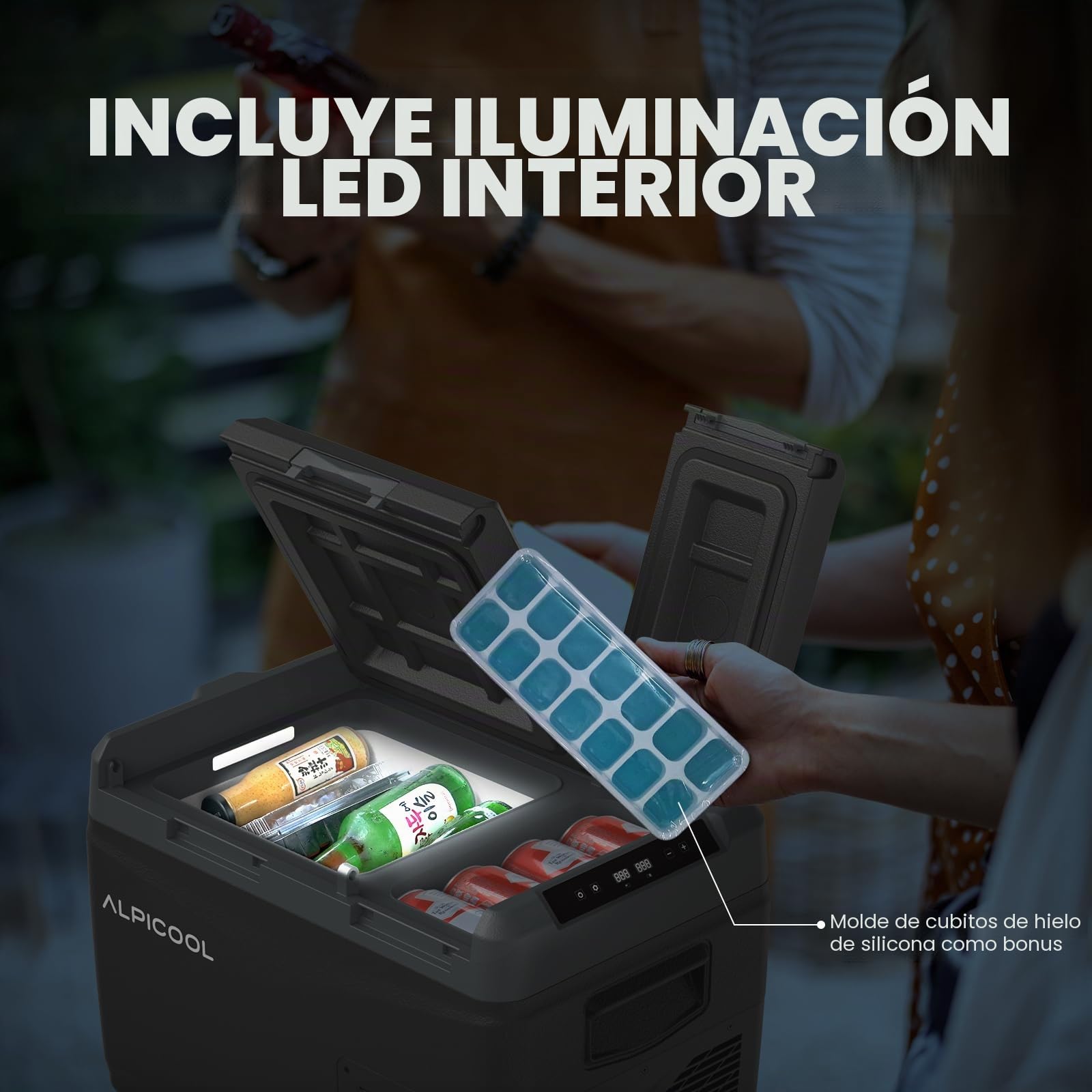 Alpicool KLS38 Nevera para Auto 31L con APP, Frigorífico Portátil Eléctrico de Doble Zona 12/24V DC 100~240 V AC, Nevera Portátil para Camiones, Viaje, Picnic, -20℃-20 ℃, con Compartimento para Hielo