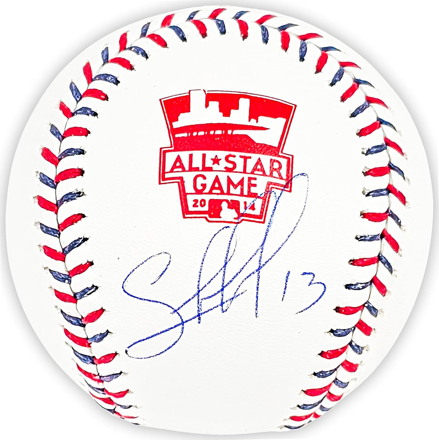 Salvador Perez Autographed Official 2014 A.L.L-S.t.a.r Game Logo Game Baseball Beckett BAS Witness Stock #216040