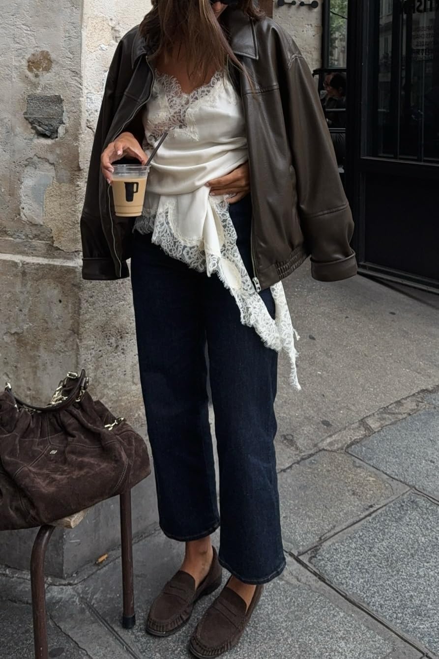 Silk Lace Trim Camisole Tops for Women Satin Layering Asymmetrical Tops Lace Patchwork Cami Tank Slip Dress - Image 6