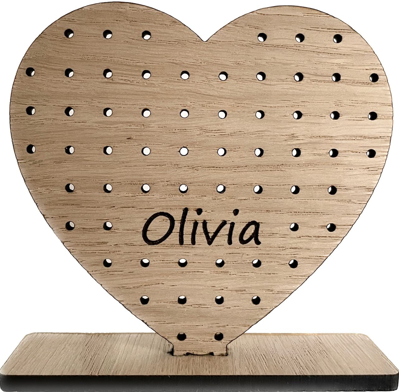 Valentines Gift Heart earring jewellery holder stand wood personalised custom engraved girl child woman mum daughter gift