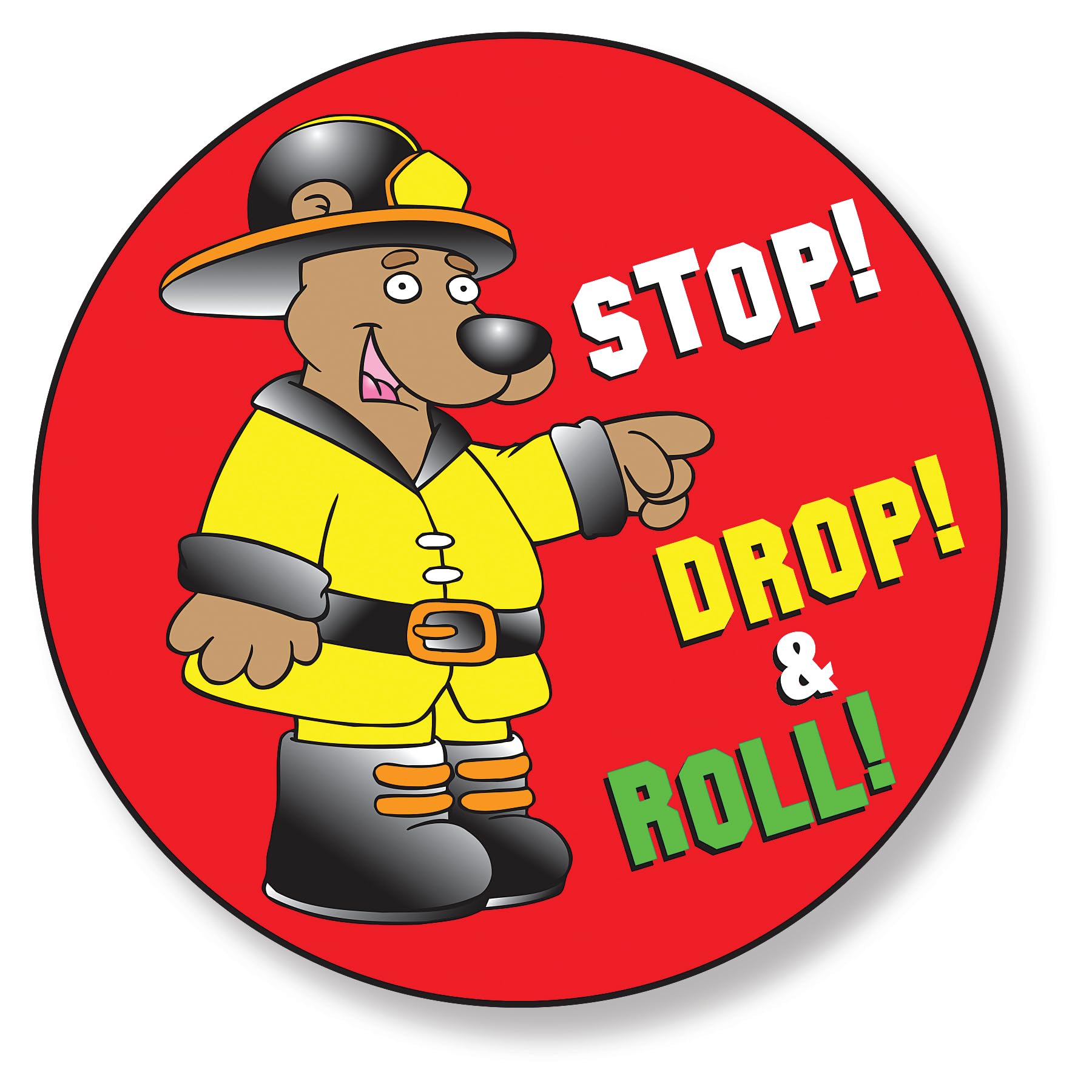 ZOCO - Fire Safety Stickers - Stop Drop Roll Sticker Roll (400 Count) - Firefighter Gifts for Kids - 2 Inch Round