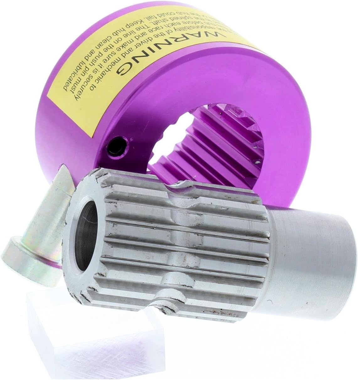 Speedway Motors Aluminum Push Button Quick Release Steering Wheel Hub, 5/8 Inch Splined Weld-On Sleeve for 5/8 Inch Shaft, 3-Bolt Pattern, Purple Anodized 19-Spline Design