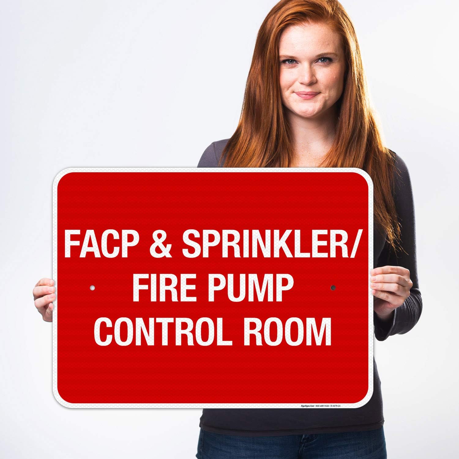 Facp & Sprinkler Fire Pump Control Room Sign, Fire Safety Sign, 18x24 Inches, 3M EGP Reflective .080 Aluminum, Fade Resistant, Indoor/Outdoor Use, Made in USA