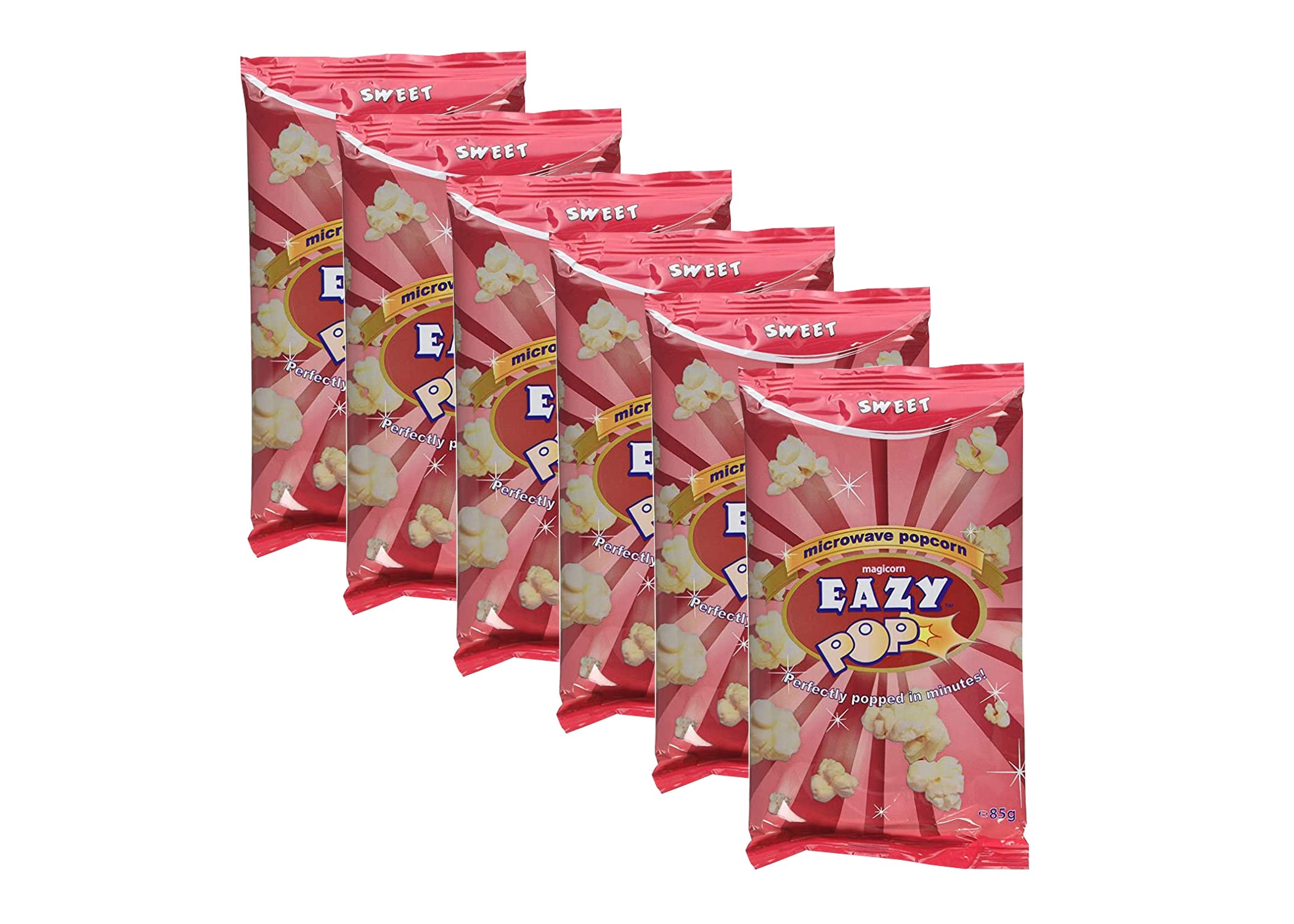 Eazy pop Instant Popcorn Sweet Flavour 85g (Pack of 6) - Excellent For Snacking- Microwave Popcorn Ready In Few Minutes Popcorn Family Pack