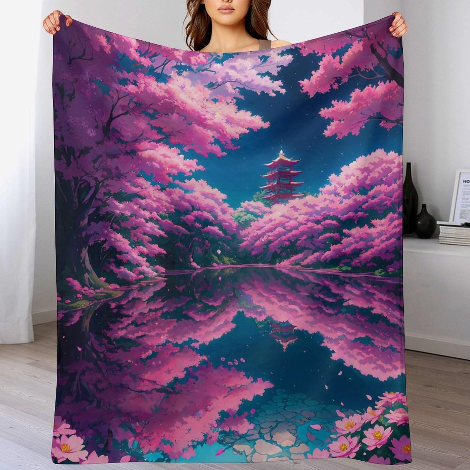 Couverture Japonaise Cerise Blossoms : Plaid Polaire Idéal à Offrir