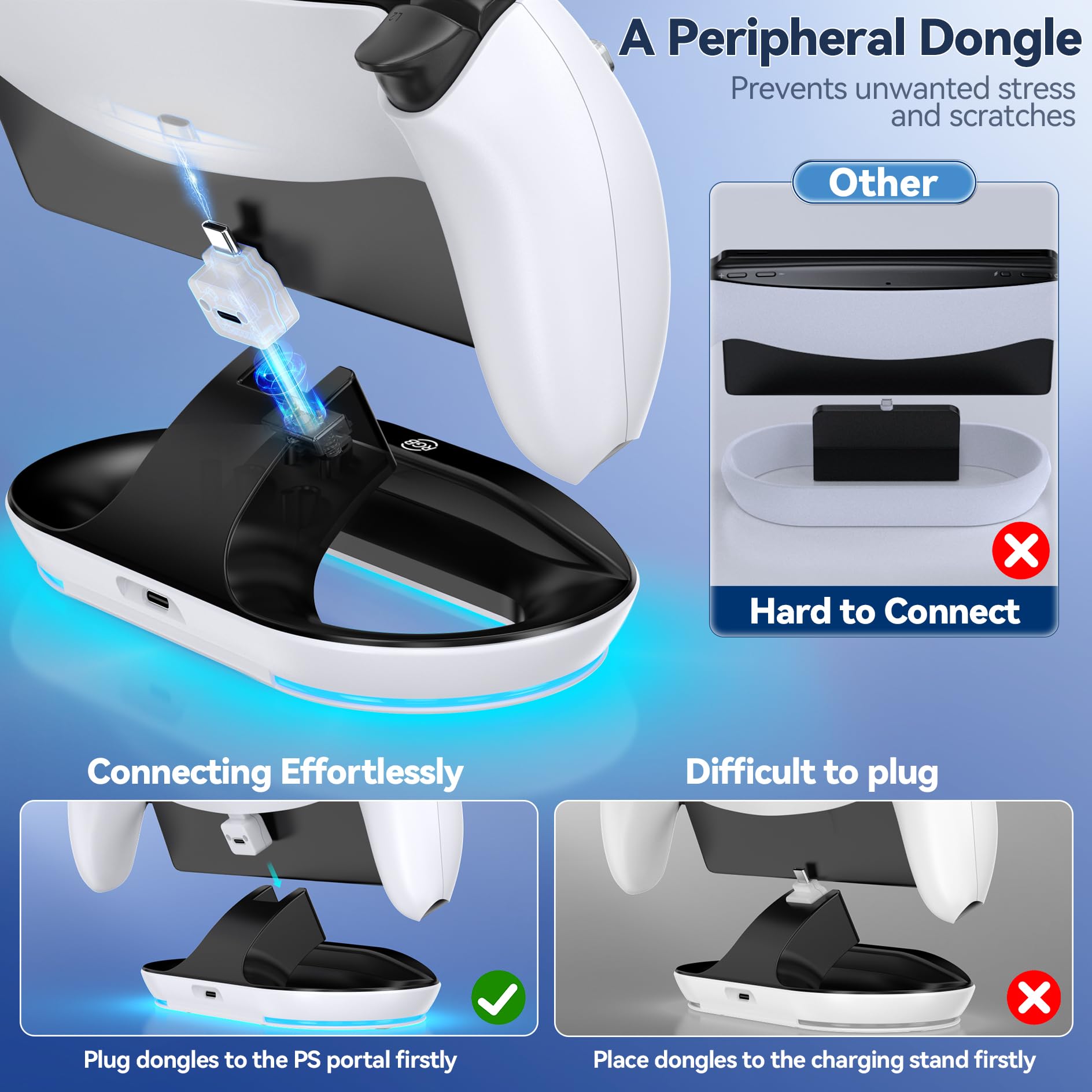 Support de Charge pour Lecteur à Distance PS Portal, Station de Charge Portable PS avec 9 Modes LED, Chargeur de Support PS, Station d’Accueil Portal avec Connecteur Magnétique, Socle Portable PS